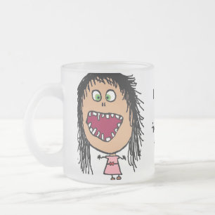 Little Crazy Eye Cartoon Girl Frosted Glass Coffee Mug