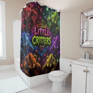 Little critters retro monster shower curtain descr