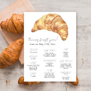 Little Croissant First Birthday Milestone Birthday Poster