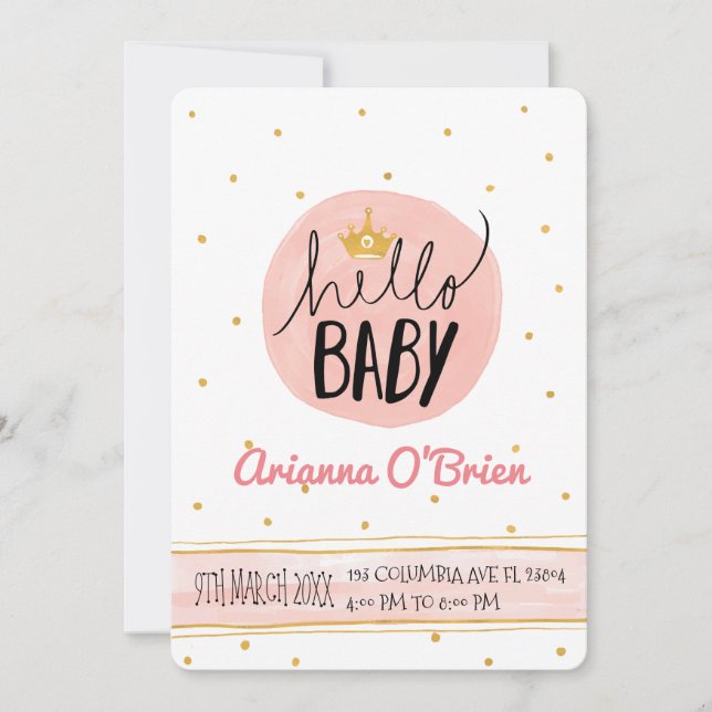 Little crown golden speckles royal baby shower invitation (Front)