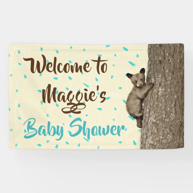 Little Cub Baby Bear Boy's Baby Shower Banner (Horizontal)