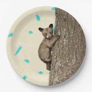 Little Cub Bear Climbing Tree Paper Plate