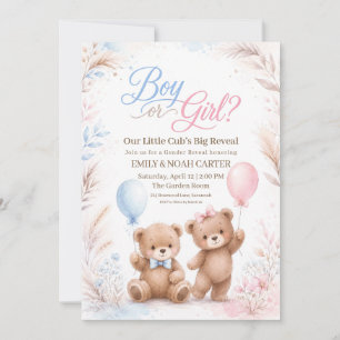 Little Cub Boy or Girl Gender Reveal Invitation