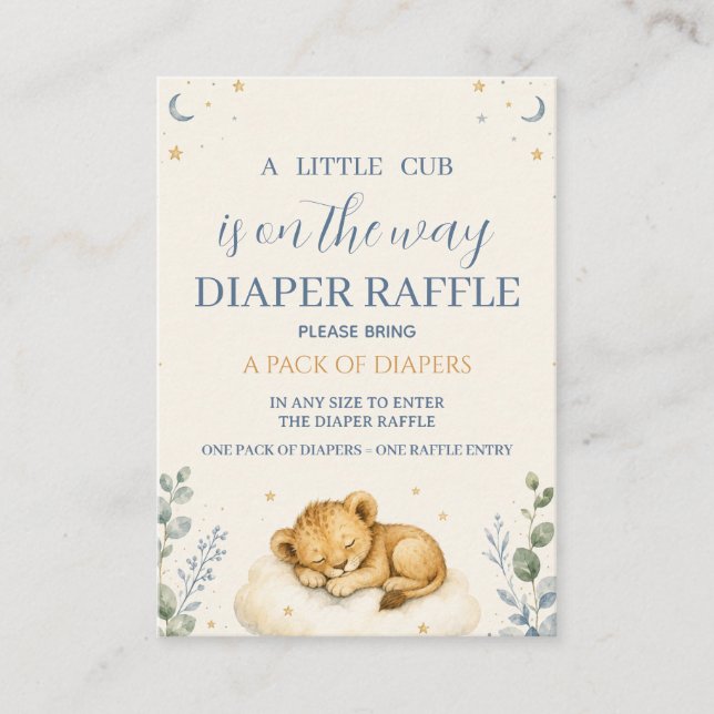 Little Cub Diaper Raffle Enclosure Card (Front)