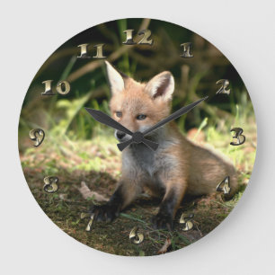 Little Cub Red Fox Large Clock