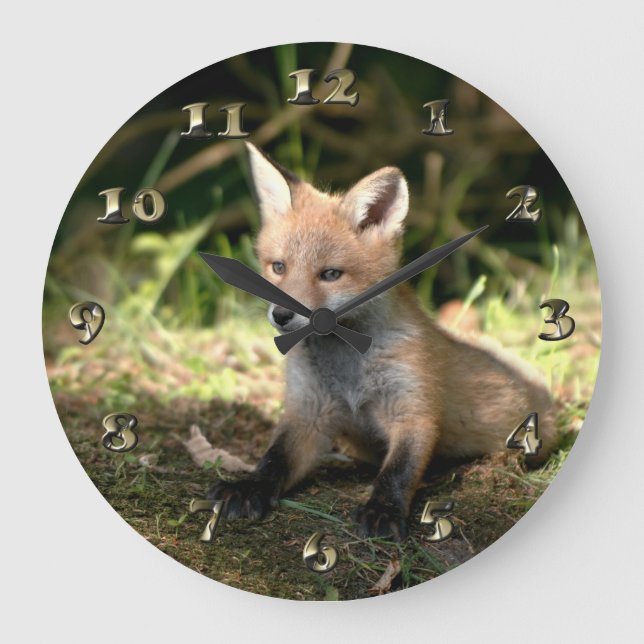 Little Cub Red Fox Large Clock (Front)