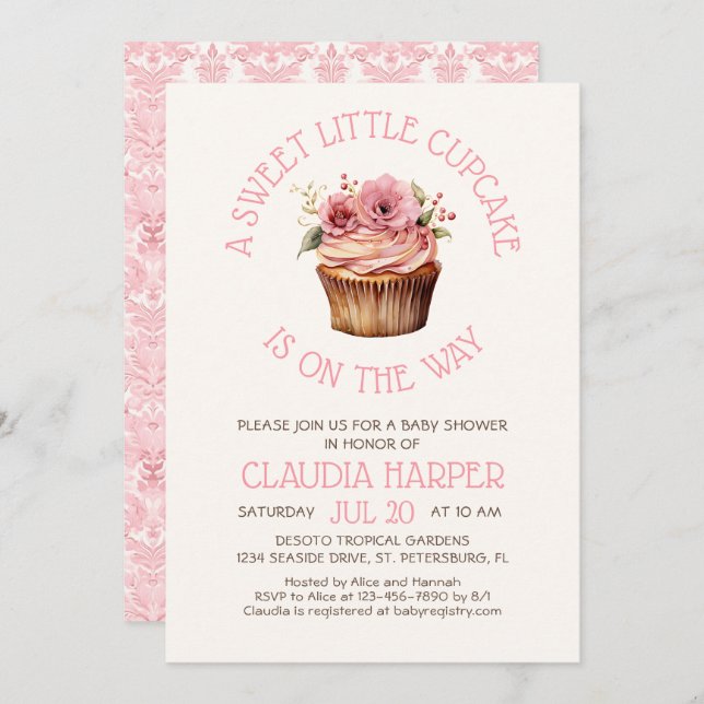 Little Cupcake Baby Shower Invitation (Front/Back)
