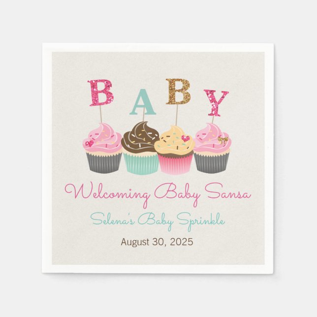 Little Cupcake Baby Sprinkle or Baby Shower Napkin (Front)