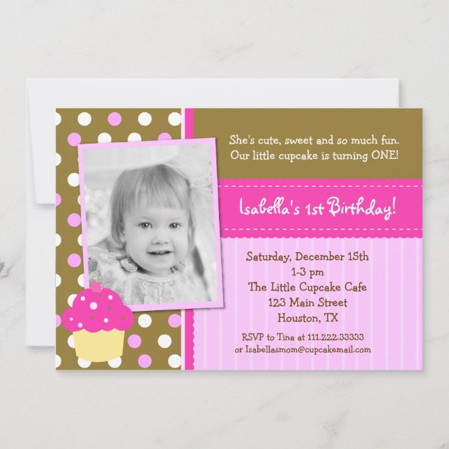 Little Cupcake BIrthday Invitations (Front)