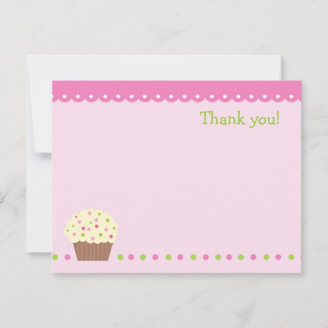 Little Cupcake Blank Thank You Note Cads girls Invitation (Front)