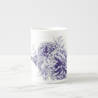 "Little Curiosity" Blue Bird and Peony Bone China Mug