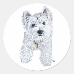 Little Curious Westie Classic Round Sticker