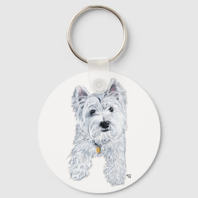 Little Curious Westie Key Ring (Front)