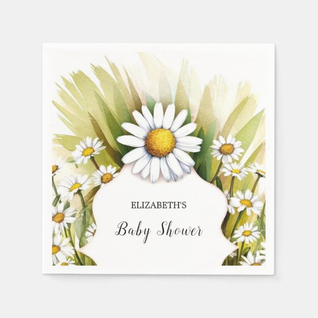 Little Custom Daisy Baby Shower Napkin (Front)