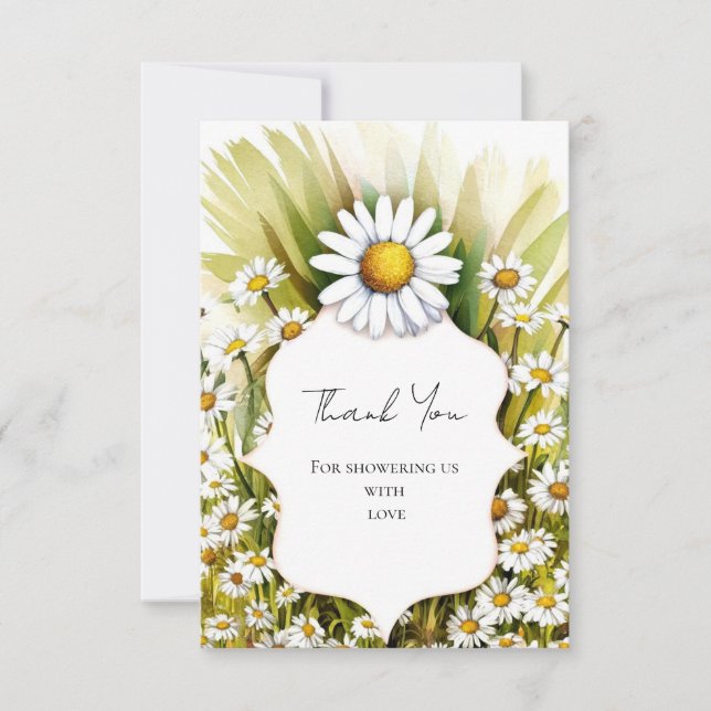 Little Custom Daisy Baby Shower Thank You Card (Front)