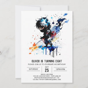 Little Custom Ninja Boy Digital Birthday Invitation