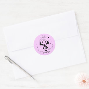 Little Cute Anime Girl Classic Round Sticker