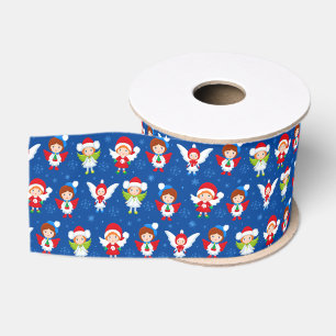 Little cute baby angels seamless pattern grosgrain ribbon