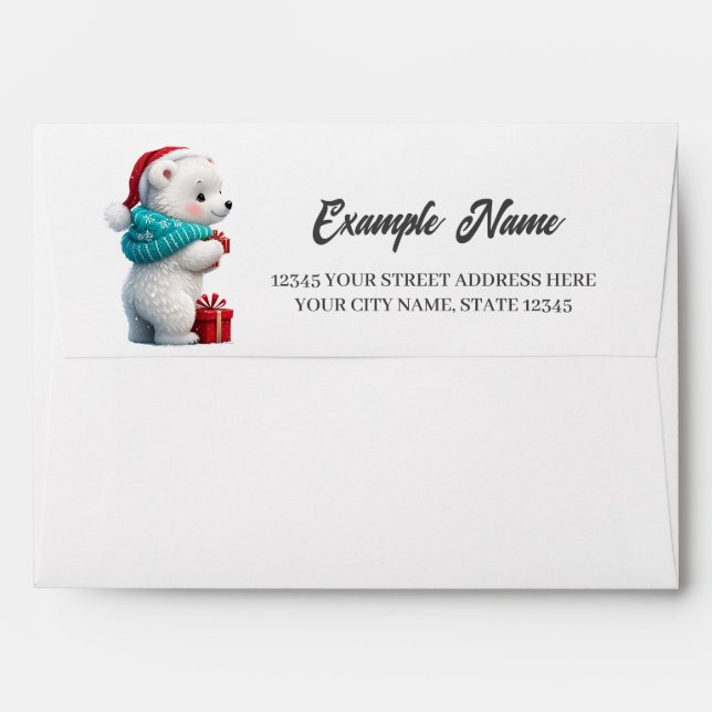 Little cute baby bear with Christmas hat Envelope (Back (Top Flap))