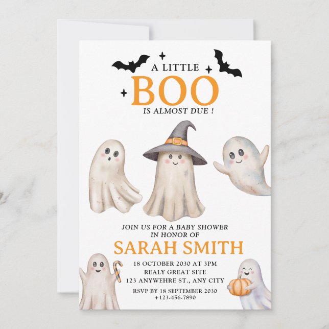 Little cute Boo is Almost Due Baby Shower Invitation (Front)