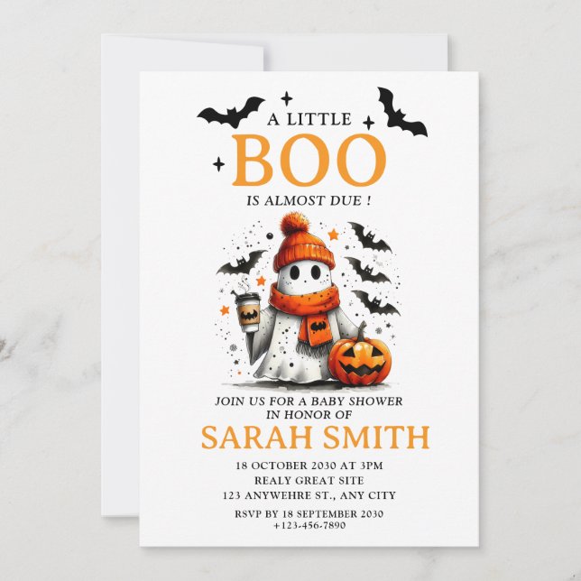 Little cute Boo is Almost Due Baby Shower Invitation (Front)