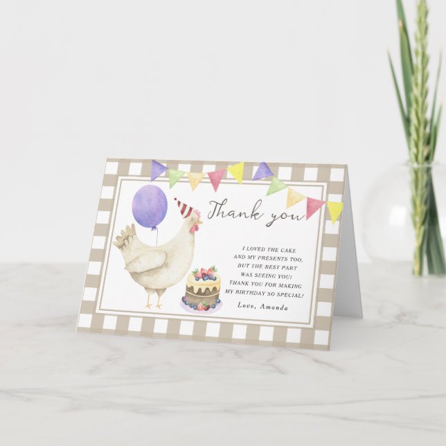 Little Cute Chick birthday party thank you Card (Front)