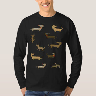 Little Cute Dachshund Sausage Dog Stickers Set T-Shirt