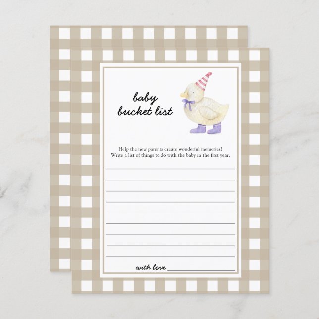 Little cute duck - Baby bucket list (Front/Back)