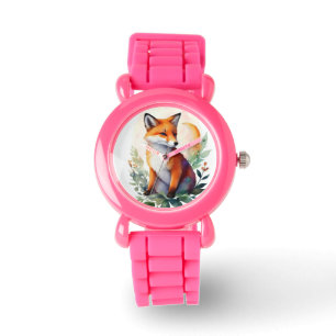 Little cute fox watercolor watch