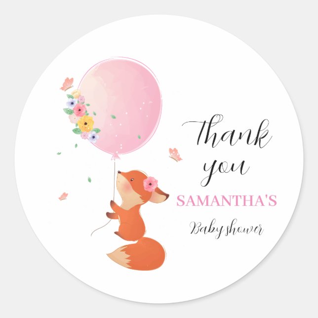 Little cute fox with balloon sticker (Front)