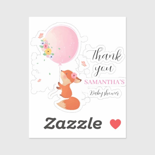 Little cute fox with balloon sticker (Sheet)