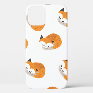 Little cute foxes sleep on a white background. Sea iPhone 12 Case