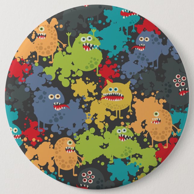 Little cute funny monsters 6 cm round badge (Front)
