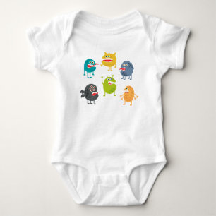 Little cute funny monsters baby bodysuit