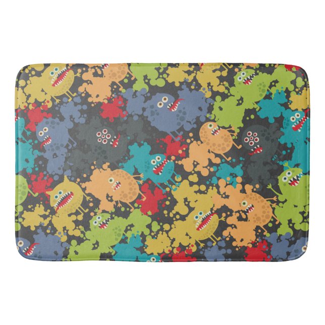Little cute funny monsters bath mat (Front)