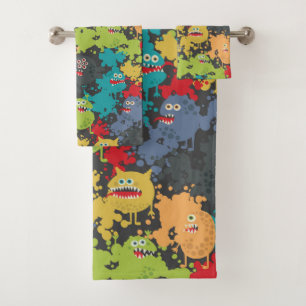 Little cute funny monsters bath towel set