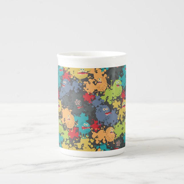 Little cute funny monsters bone china mug (Front)