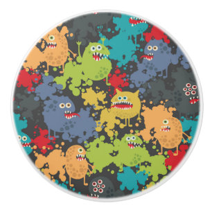 Little cute funny monsters ceramic knob