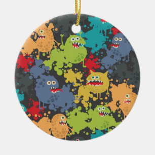Little cute funny monsters ceramic tree decoration