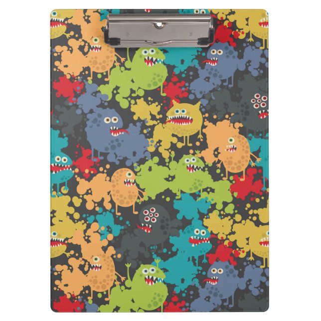 Little cute funny monsters clipboard (Front)