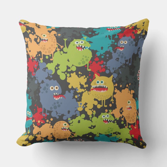 Little cute funny monsters cushion (Front)