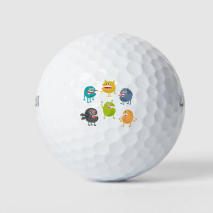 Little cute funny monsters golf balls