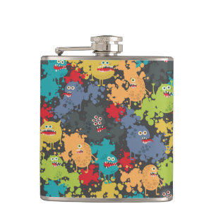 Little cute funny monsters hip flask