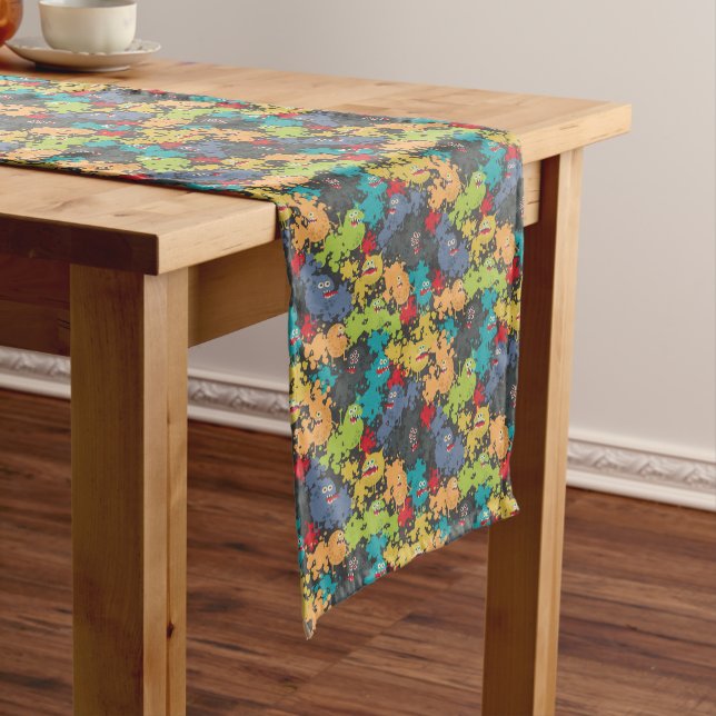 Little cute funny monsters medium table runner (In Situ)