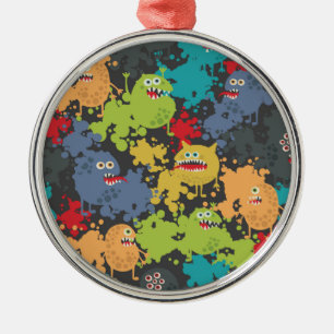 Little cute funny monsters metal tree decoration