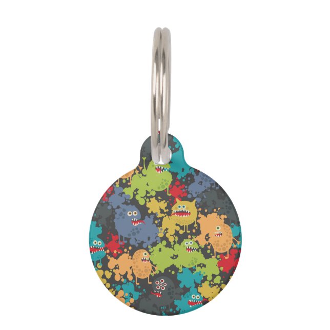 Little cute funny monsters pet tag (Front)