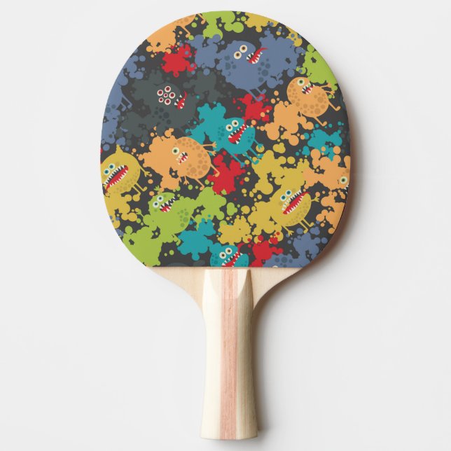 Little cute funny monsters ping pong paddle (Front)
