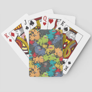 Little cute funny monsters playing cards