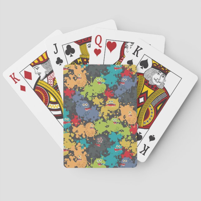Little cute funny monsters playing cards (Back)