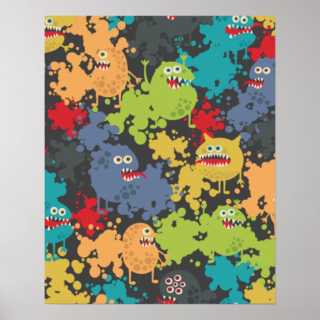 Little cute funny monsters poster (Front)